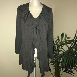 Milano Tie Front Ruffle Long Sleeve Cardig…